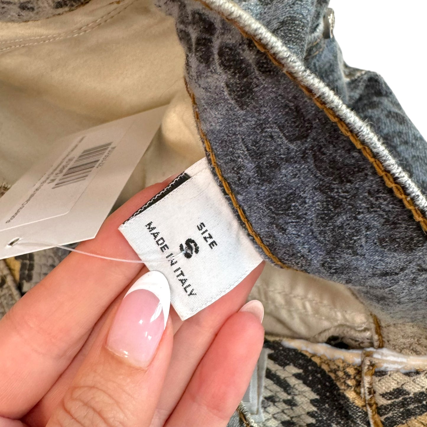 Roberto Cavalli Blue Snakeskin Print Sequin Jeans