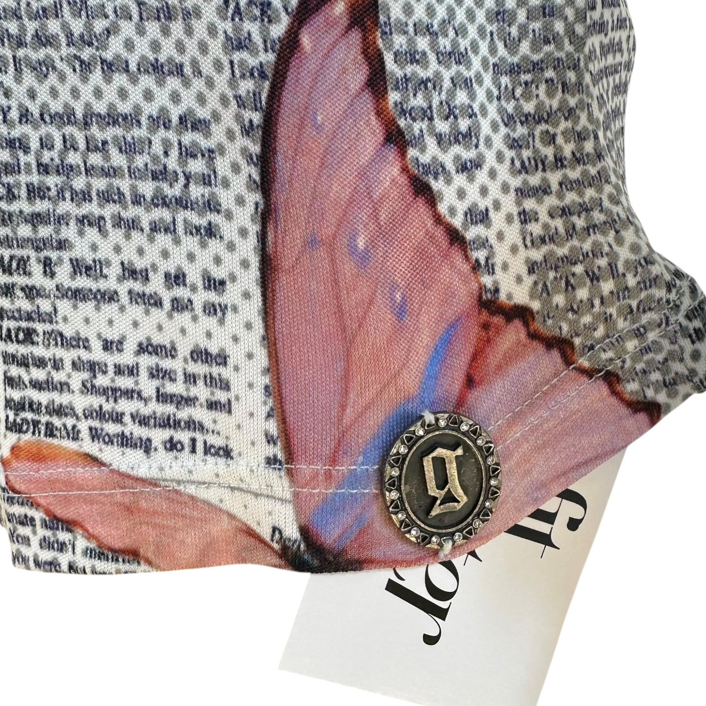 Galliano Gazette Butterfly & Newsprint Blouse Top