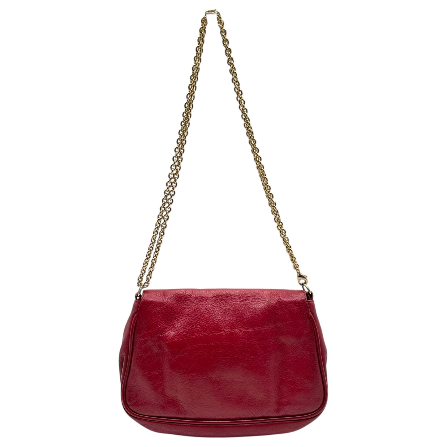 Fendi Gold & Burgundy Leather Crossbody Bag