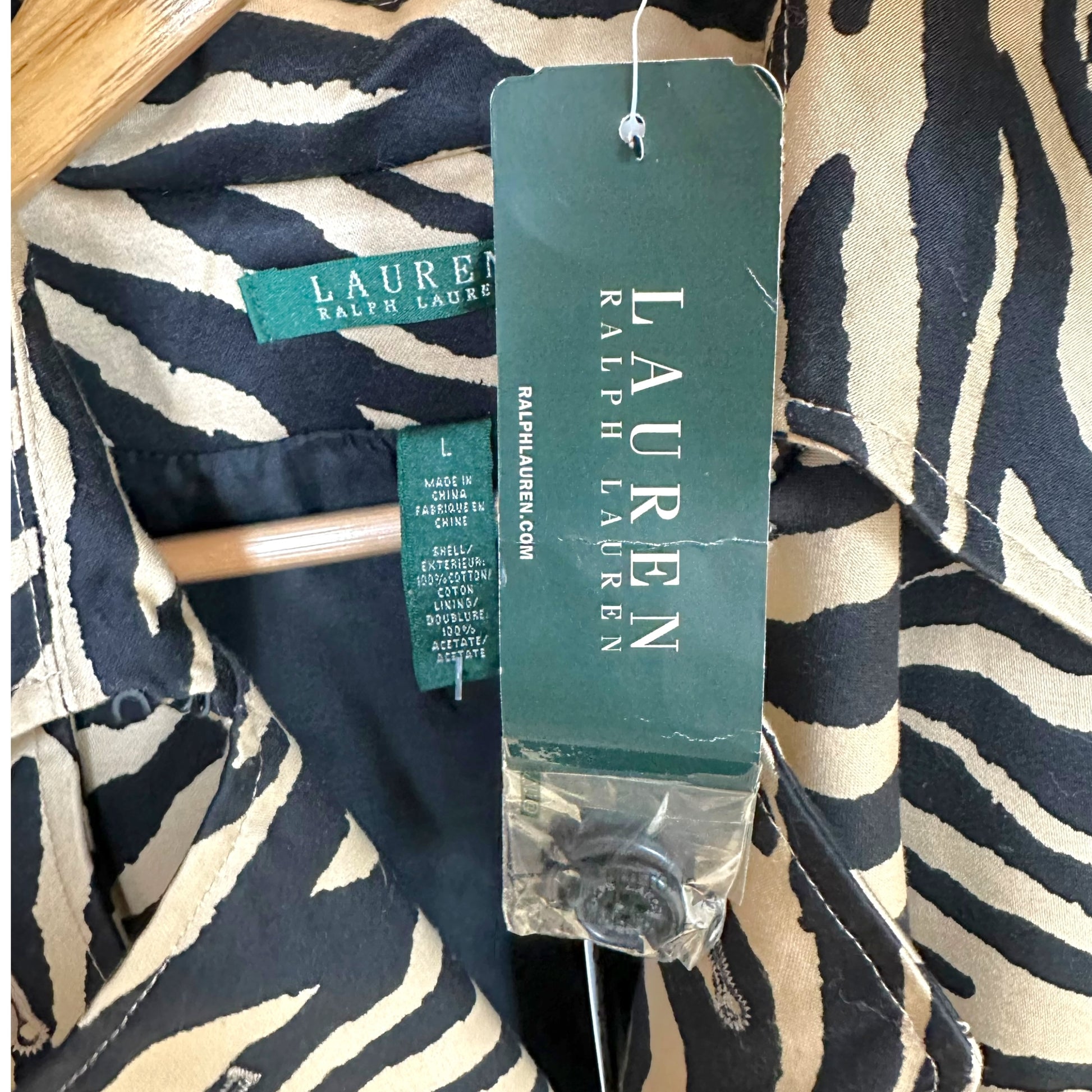 Lauren Ralph Lauren Zebra Print Trench Coat Beige Black