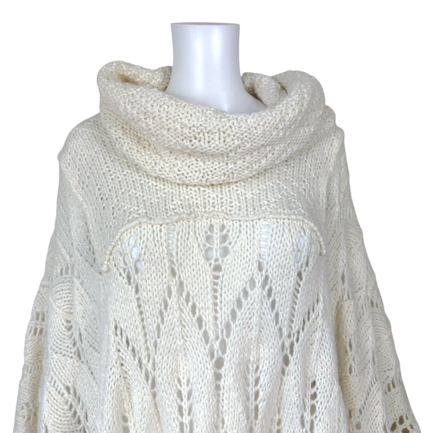 Just Cavalli Roberto Cavalli Ivory Fringe Knit Poncho