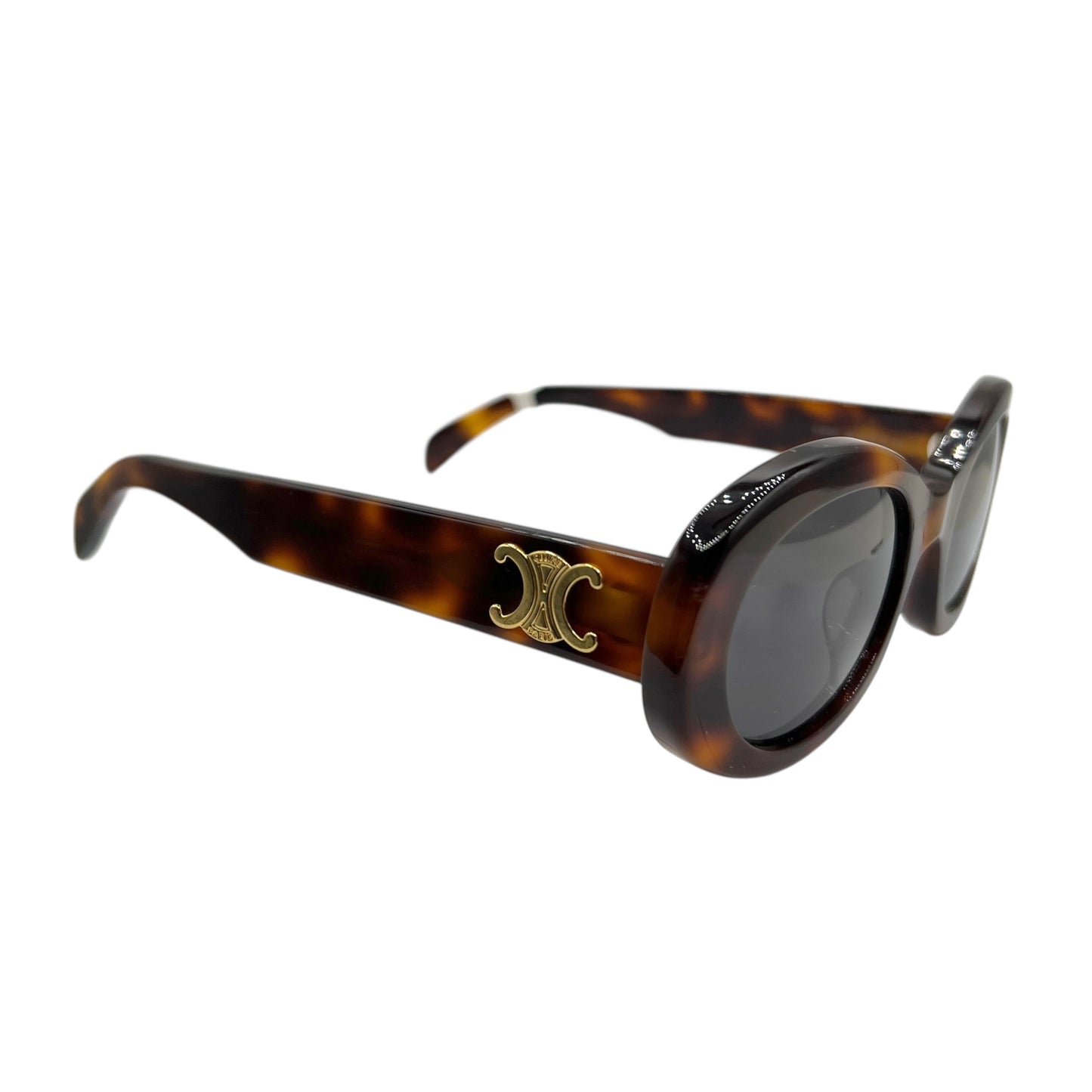 Celine Tortoise Oval Sunglasses w/ Gold Triomphe Logo CL40194U