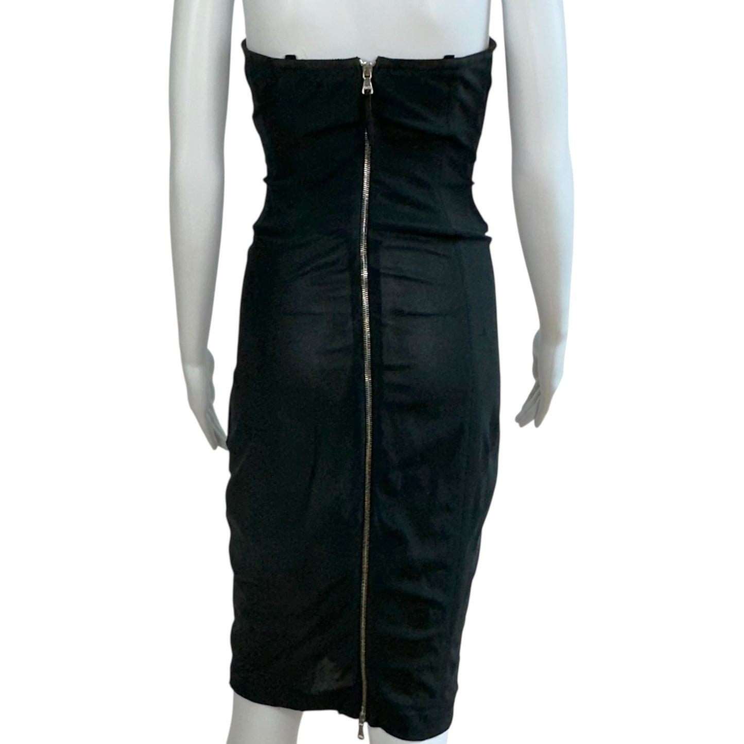 D&G Dolce & Gabbana Gray Ruched Corset Midi Dress