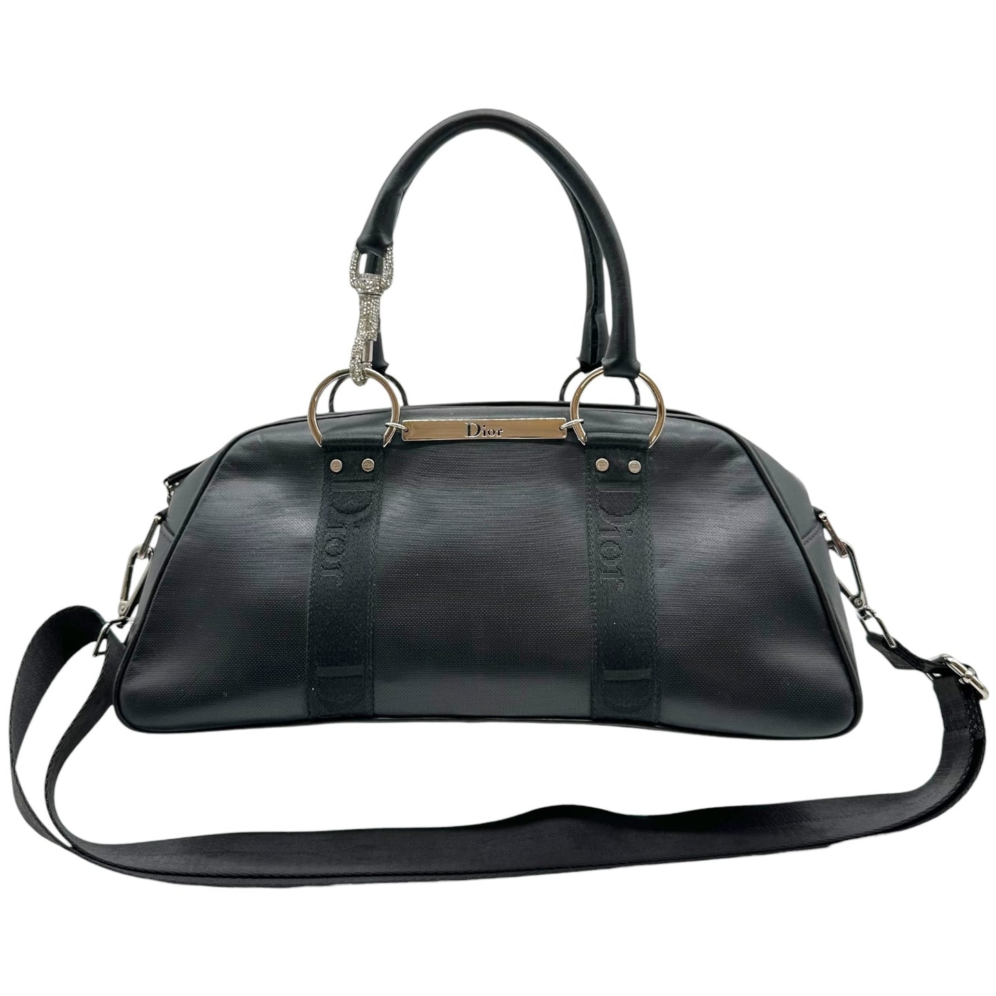 Christian Dior Hardcore Black Leather & Rhinestone 2-Way Bag