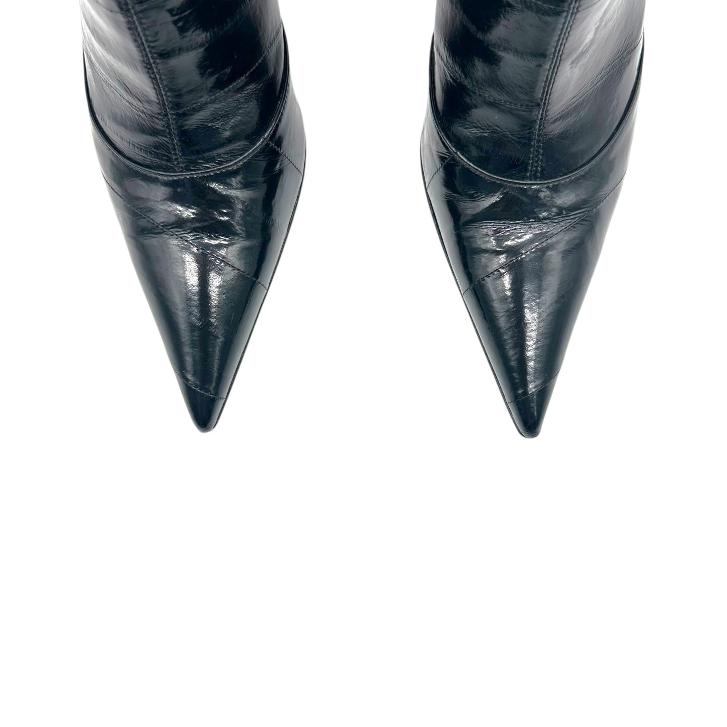 Dolce & Gabbana Black Eel Leather Pointed Toe Heeled Ankle Boots - Outfit Repeater