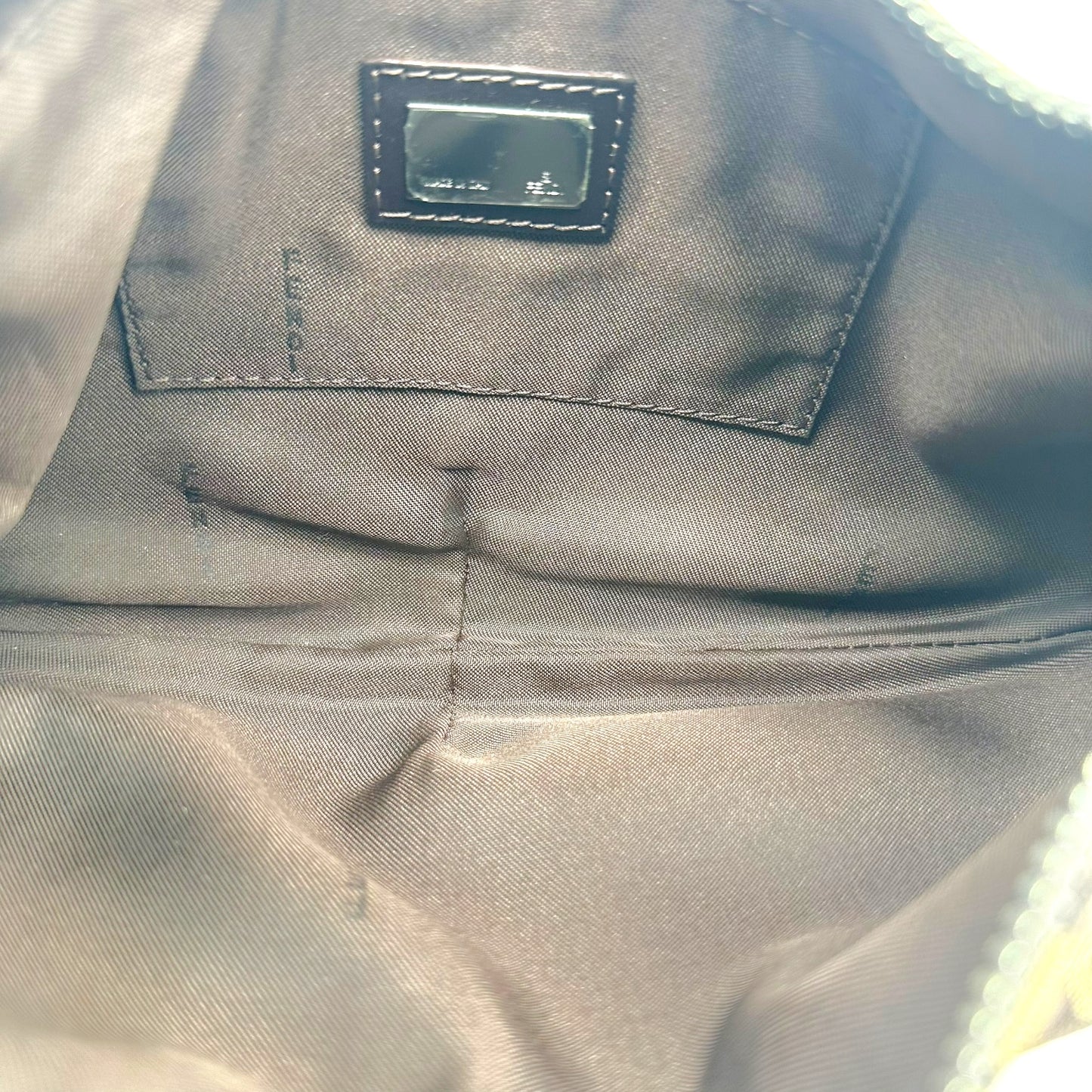 Fendi Brown & Tan Zucchino Monogram Crescent Shoulder Bag