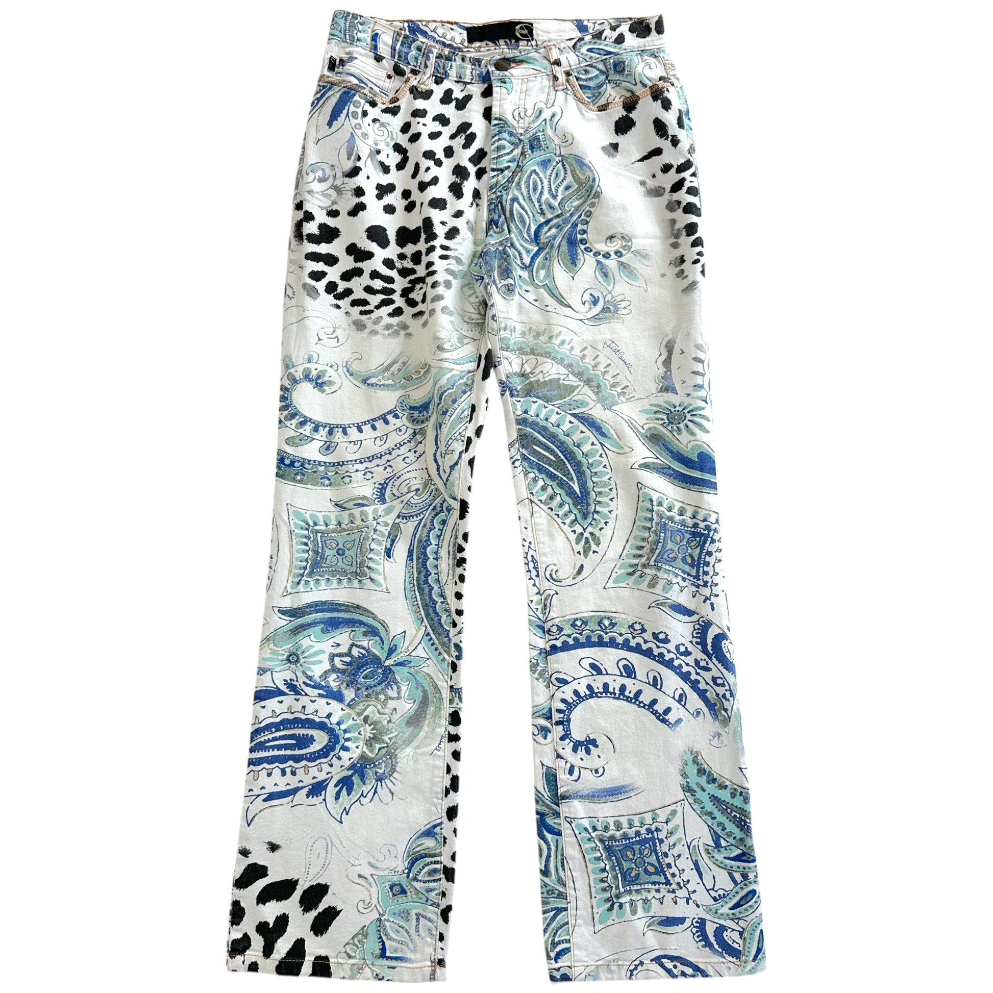 Just Cavalli Roberto Cavalli Blue Paisley & Leopard Printed Jeans - Outfit Repeater