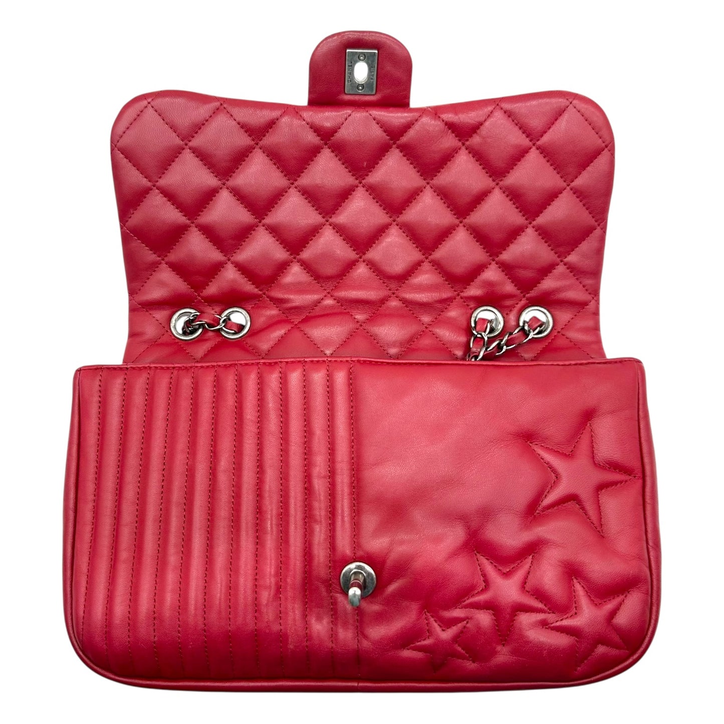 Chanel Burgundy Leather CC Flap Bag with American Flag Motif