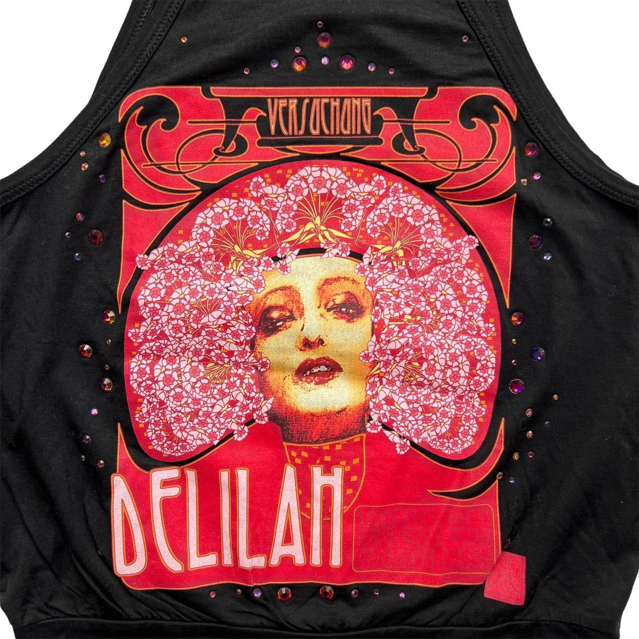 D&G Dolce & Gabbana Delilah Embellished Black Graphic High Neck Tank Top