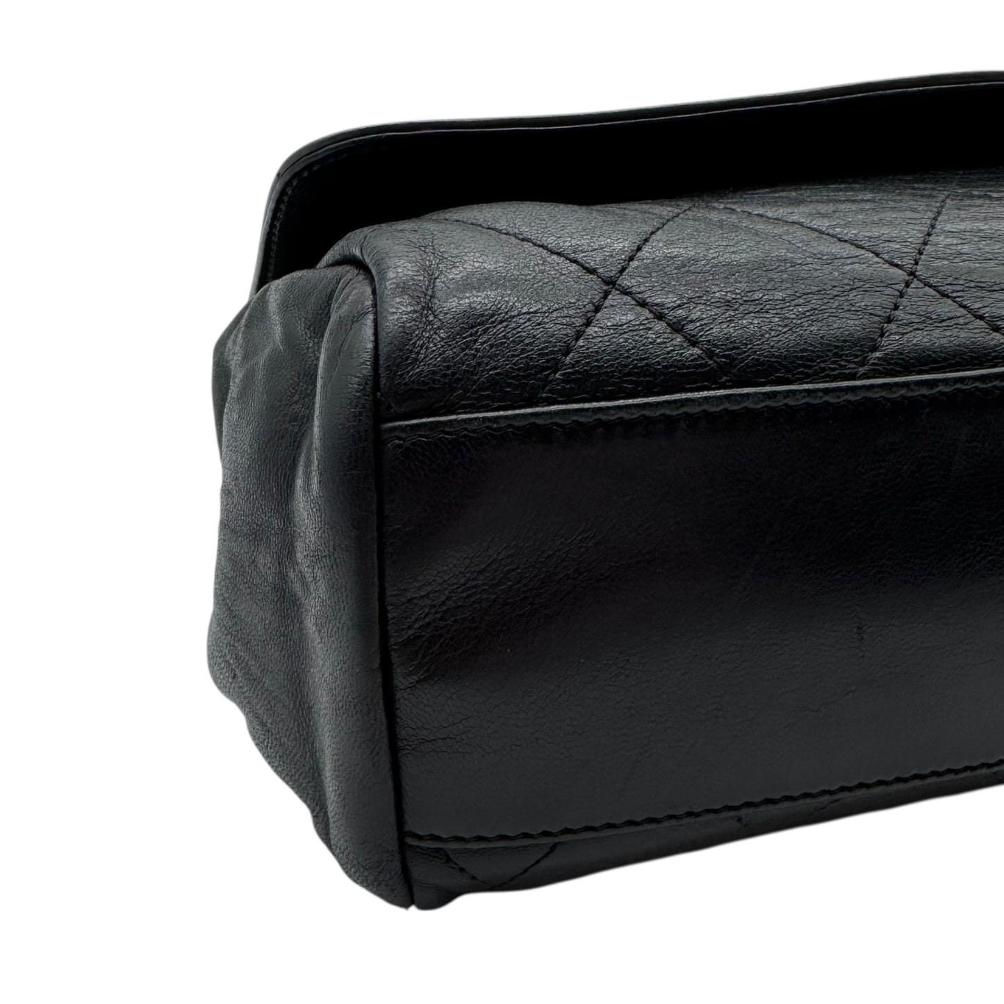 Chanel Gray & Black Matelasse Lambskin Adjustable Shoulder Flap Bag 2006-08 - Outfit Repeater