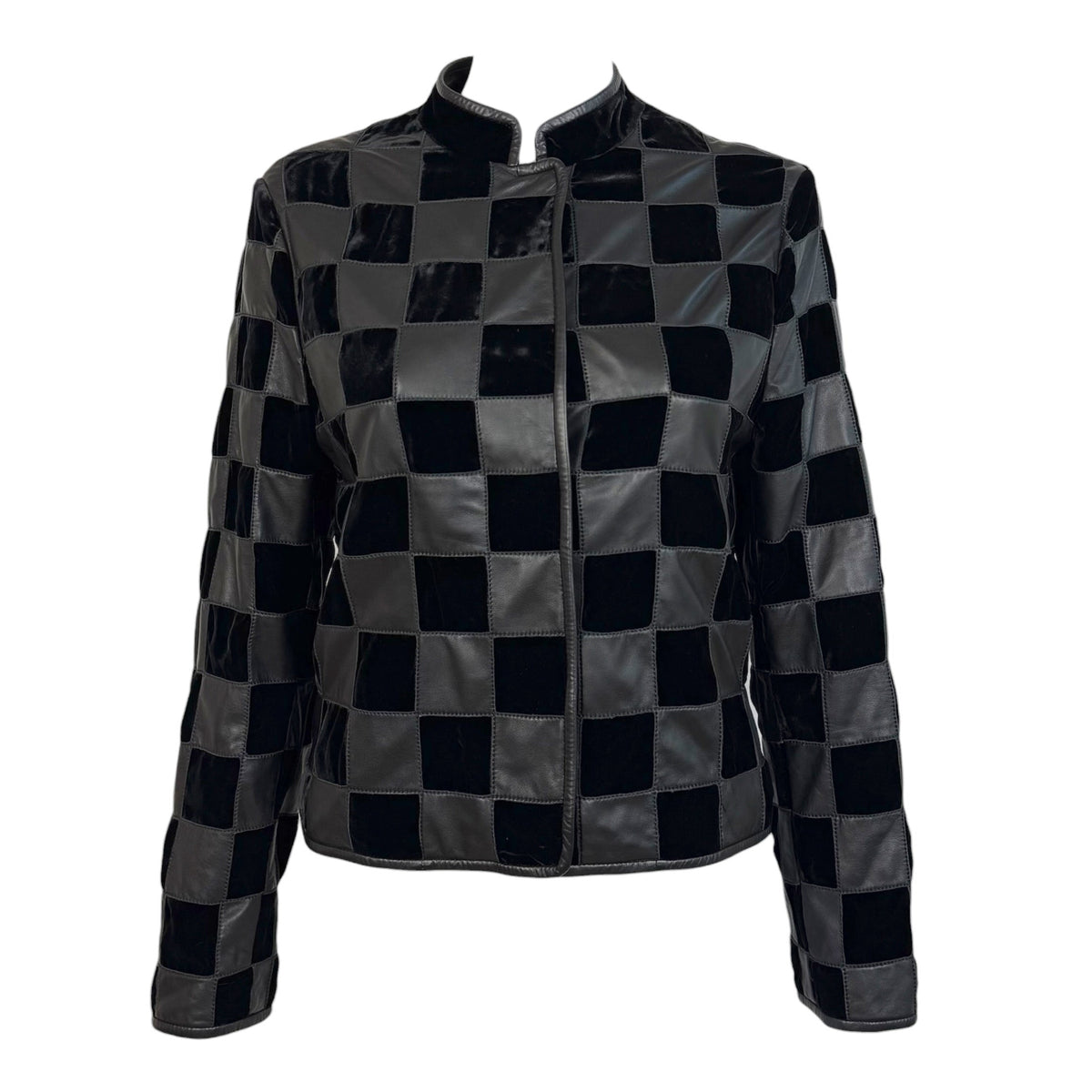 Emporio Armani Checkered Patchwork Jacket Black Gray