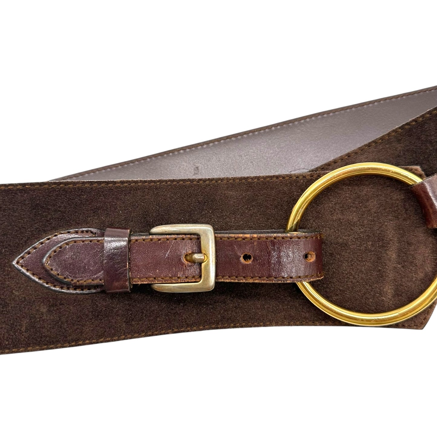 D&G Dolce & Gabbana Brown Suede Wide Waist Belt