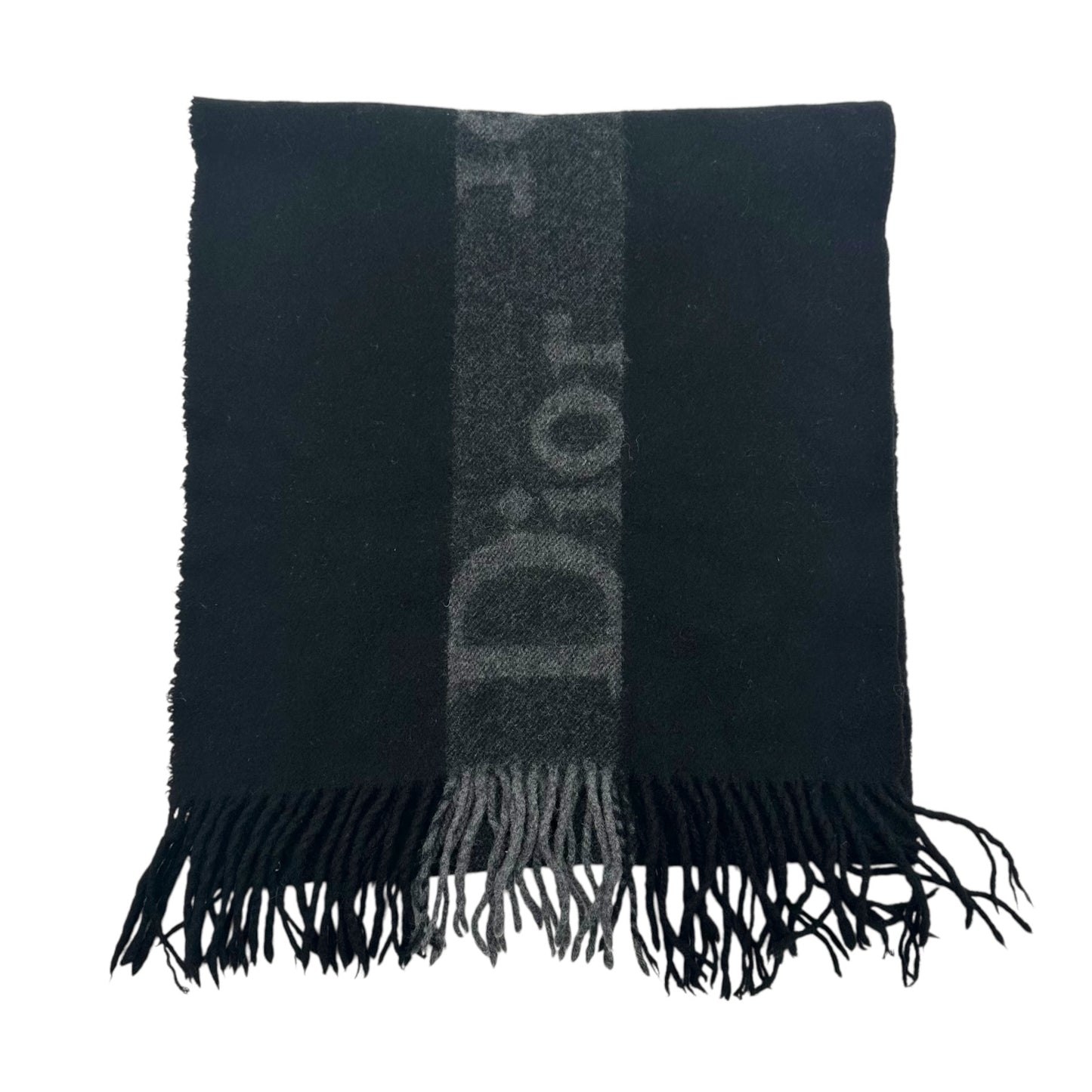 Christian Dior Black & Gray Cashmere Logo Scarf - Outfit Repeater