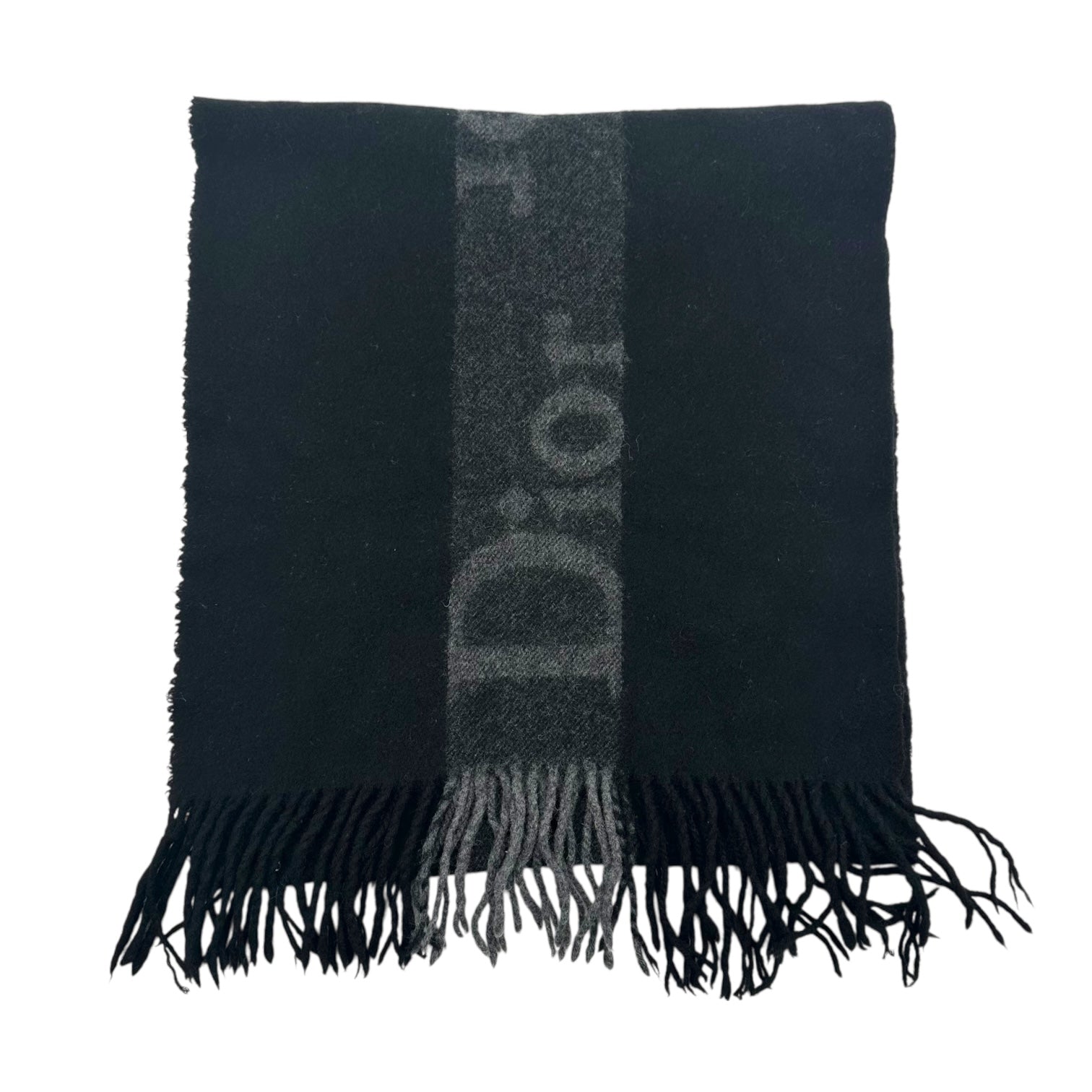 Christian Dior Black & Gray Cashmere Logo Scarf - Outfit Repeater
