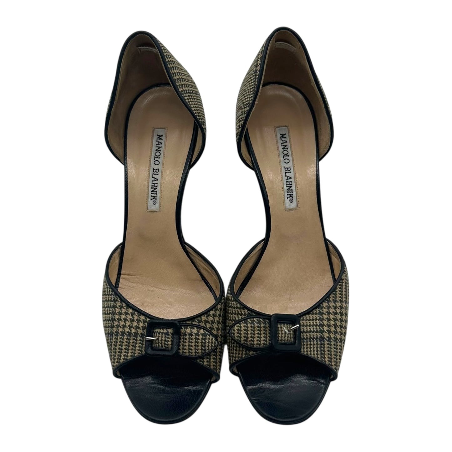 Manolo Blahnik Wool Houndstooth D'Orsay Heels