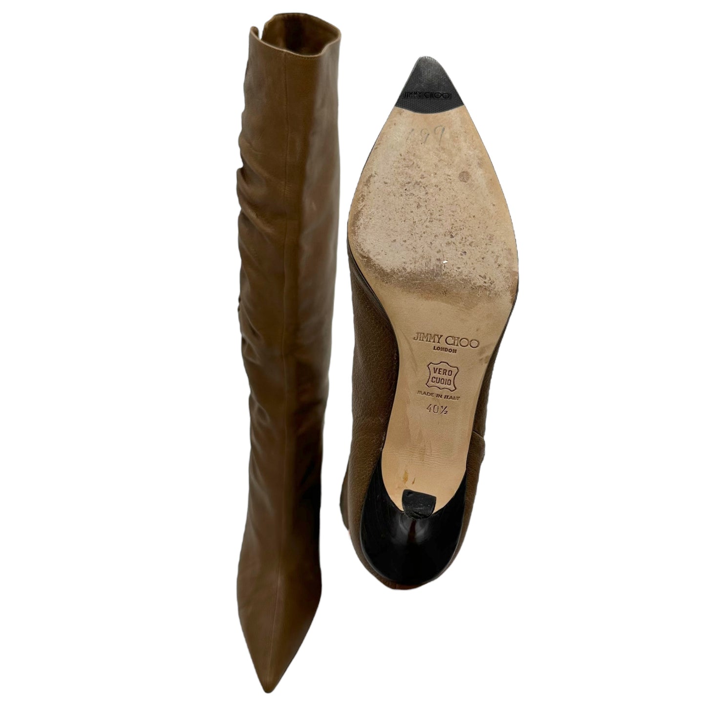 Jimmy Choo Brown Leather Pointed Toe Boots - Outfit Repeater