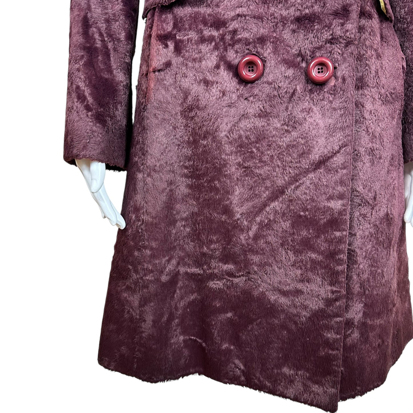 D&G Dolce & Gabbana Burgundy Faux Fur Trench Coat