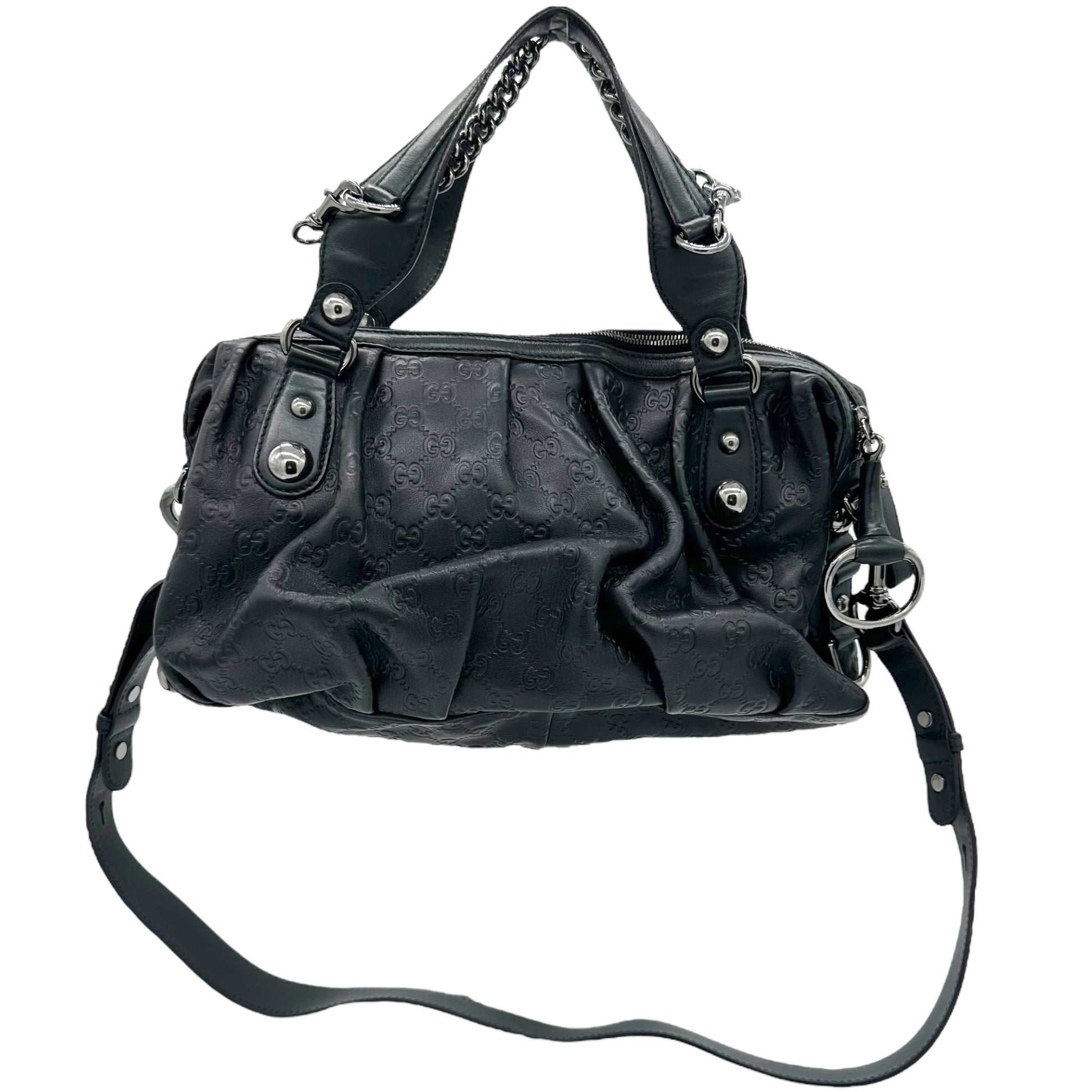 Gucci Black Guccissima Icon Bit 2-Way Leather Shoulder Ba - Outfit Repeater
