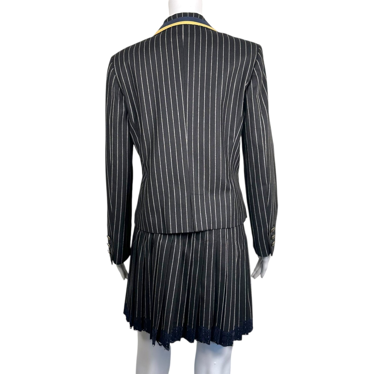 Galliano 'School Uniform' Black Pinstriped Blazer & Mini Skirt Set
