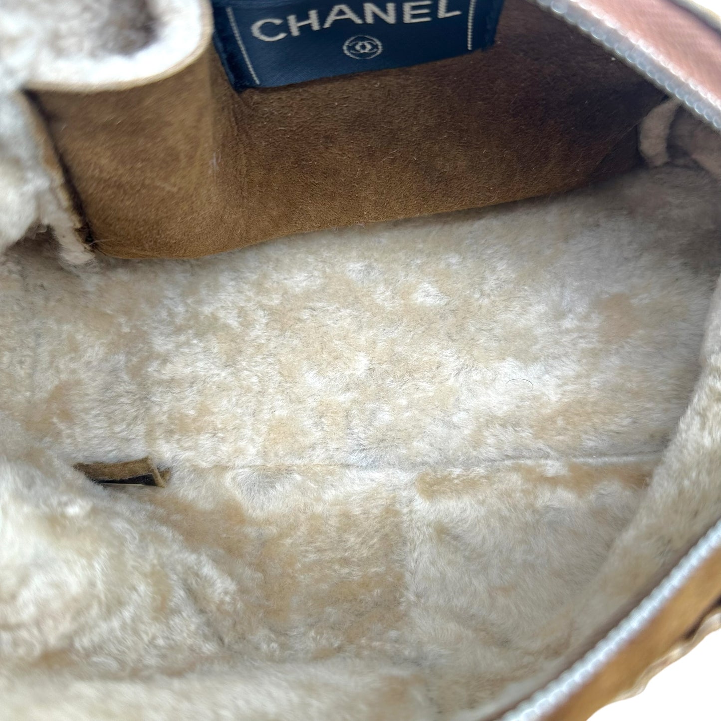 Chanel Brown Shearling CC Logo Crossbody Bag 2000-02