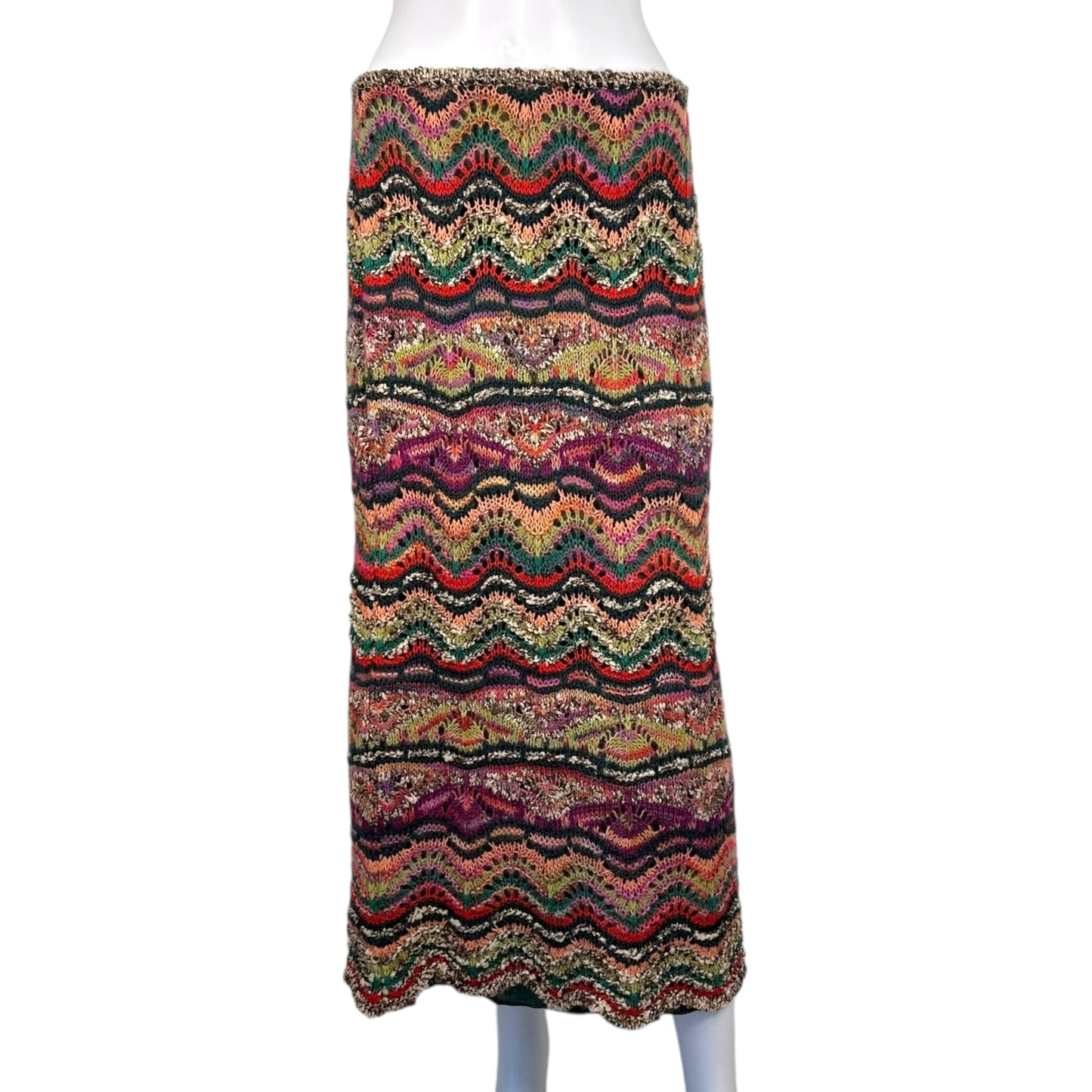 Missoni Pink Multicolor Thick Chevron Knit Maxi Skirt