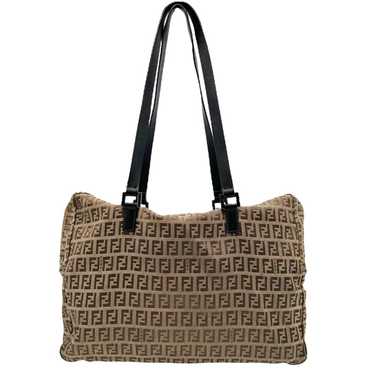 Fendi Tan Zucca Monogram Zippered Tote Bag - Outfit Repeater