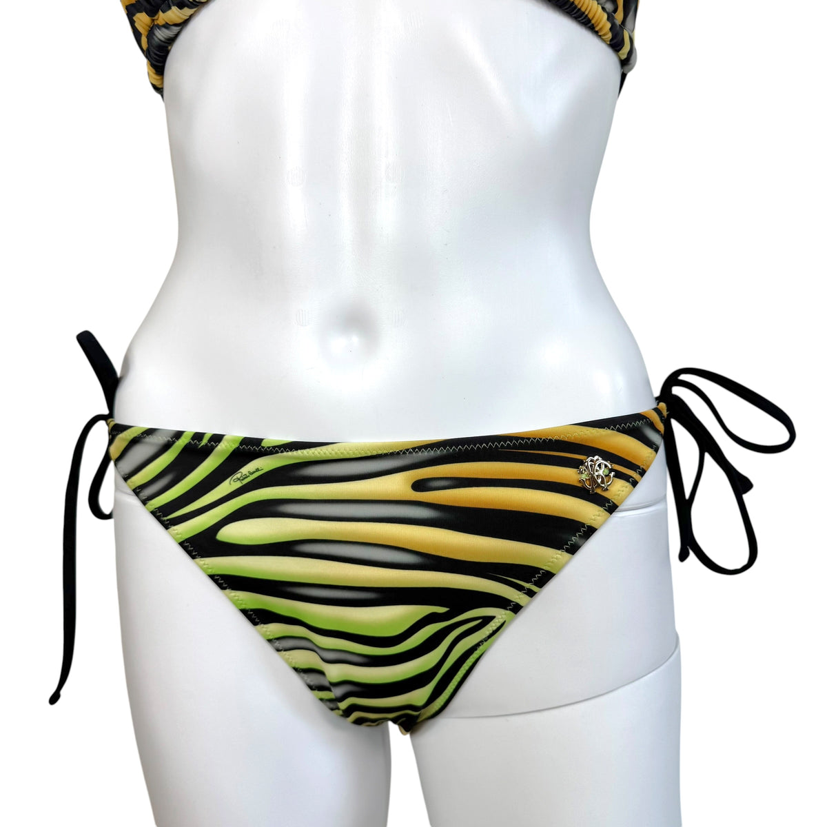 Roberto Cavalli Zebra Print Bikini Set Yellow Green