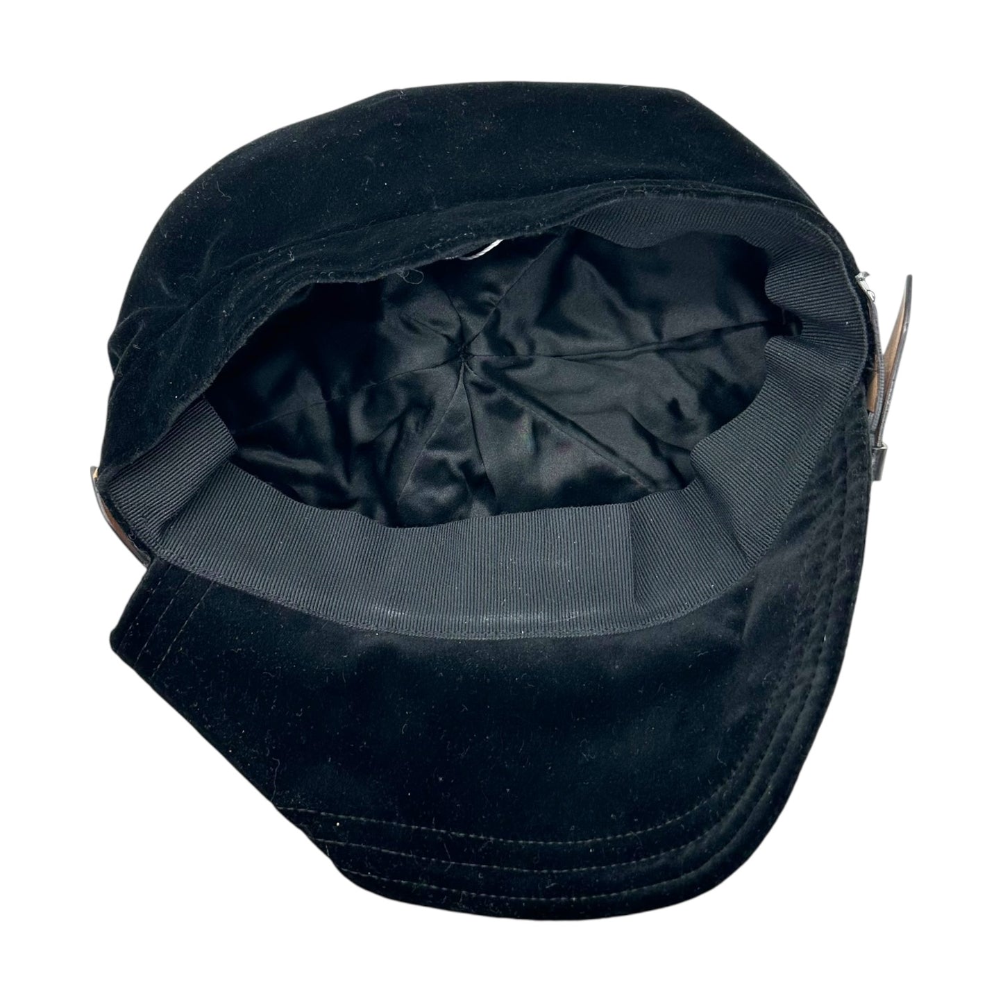 Dolce & Gabbana Black Velvet & Silver Logo Chain Hat