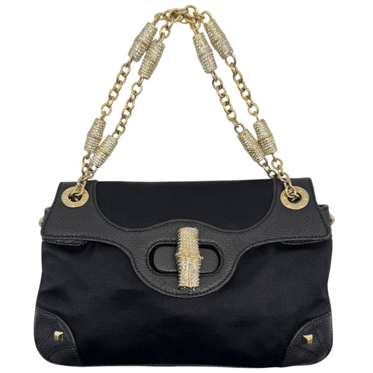 Gucci by Tom Ford Black Silk & Lizard Crystal Embellished Bamboo Mini Bag - Outfit Repeater