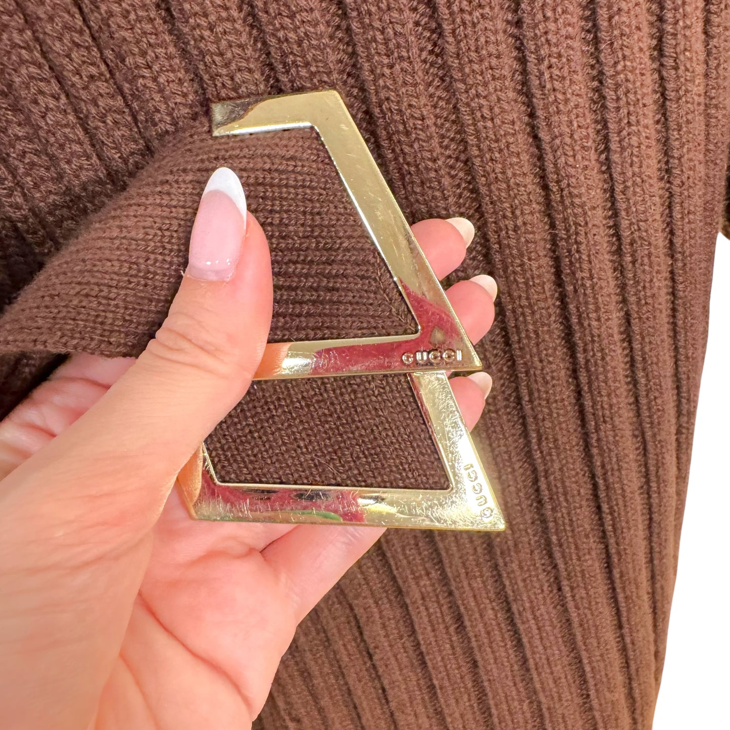 Gucci Brown Cashmere Knit Longline Hooded Wrap Cardigan - Outfit Repeater