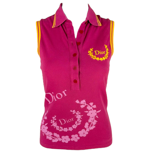 Christian Dior F/W 2004 Hot Pink Monogram Sleeveless Polo