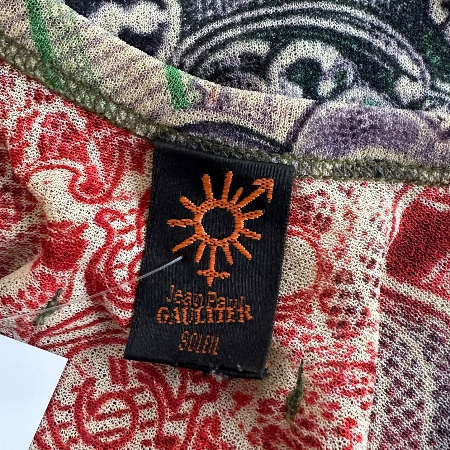 Jean Paul Gaultier Soleil Multicolor Currency Print Mesh Tank