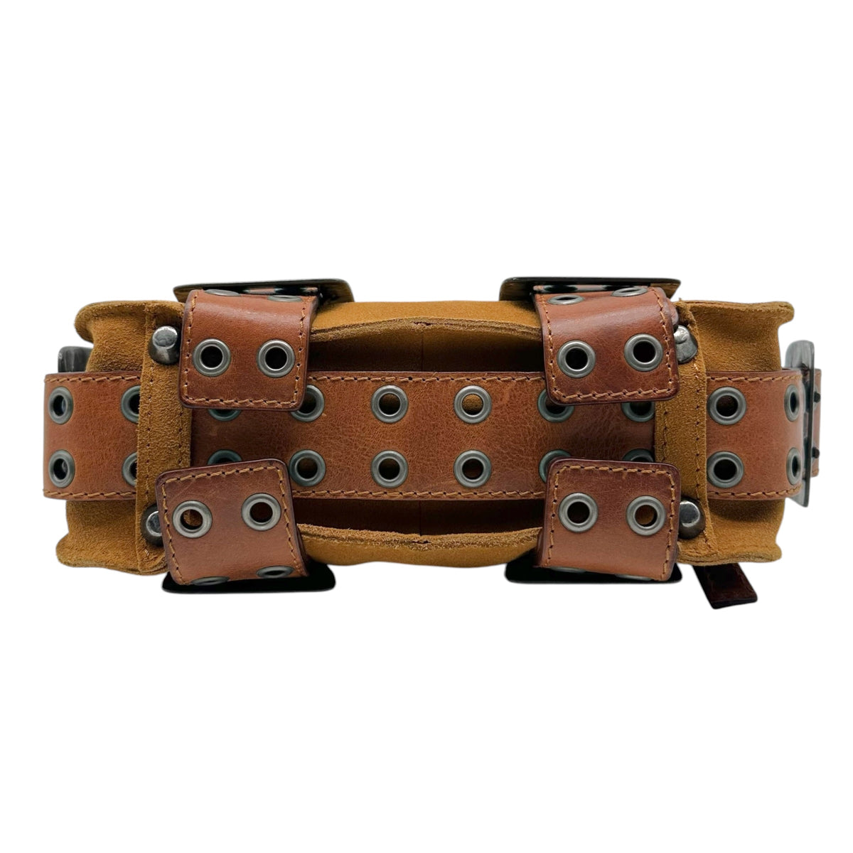 Dsquared2 Brown Suede & Leather Belt Buckle Mini Bag