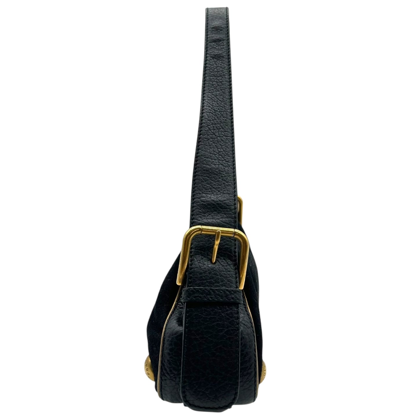 Dolce & Gabbana Black Embroidered Logo Emblem Shoulder Bag