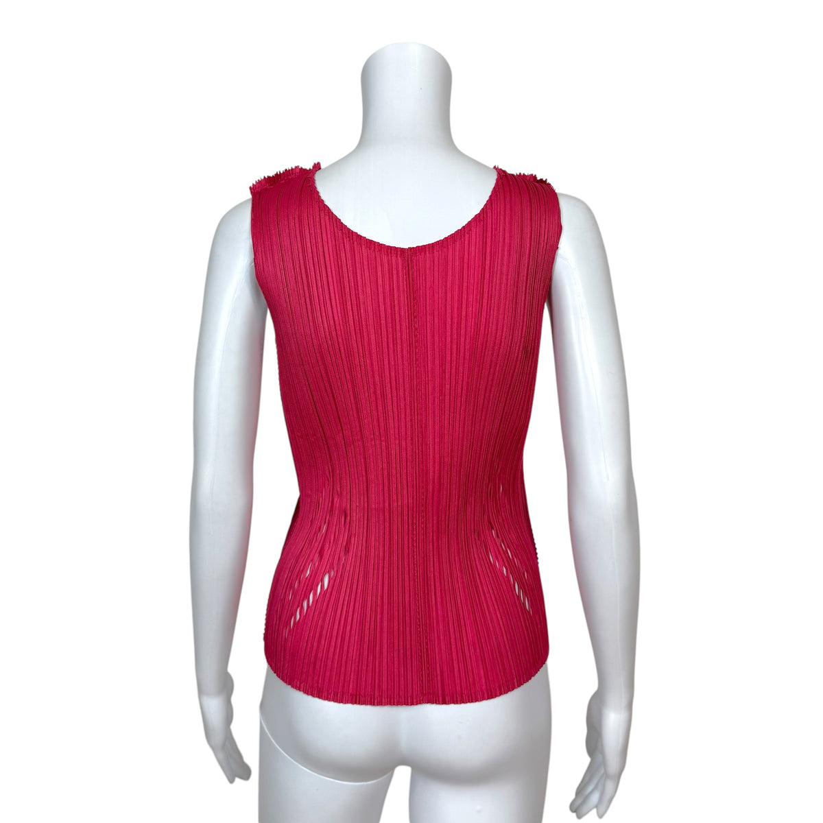 Issey Miyake Pleats Please Berry Pink Cut-Out Pleated Tank Sz 3