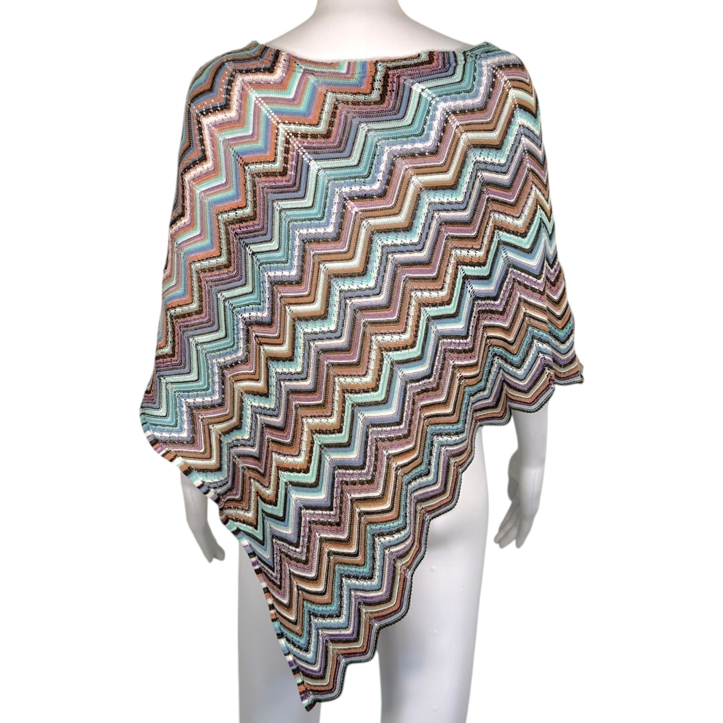 Missoni Teal & Purple Multi Chevron Knit Poncho