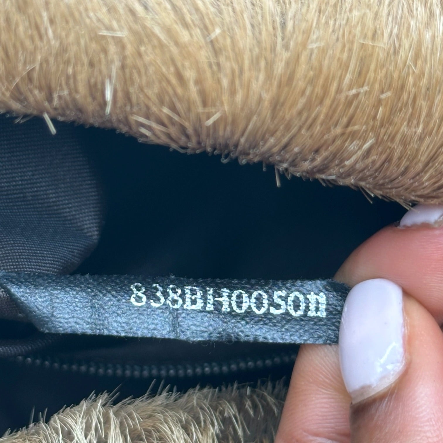 Fendi Goat Hair Fur Tote Bag Tan with Black Leather Straps