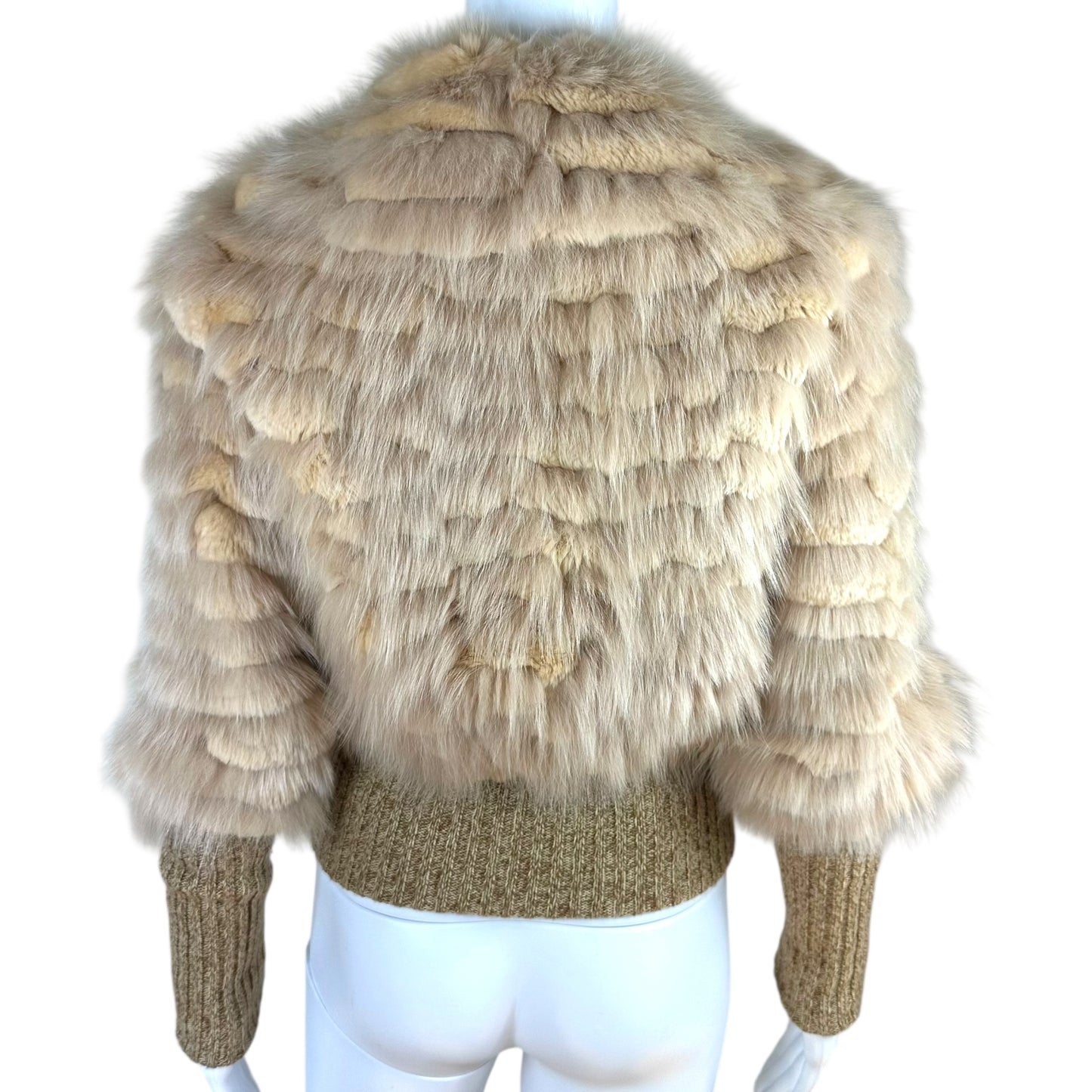 D&G Dolce & Gabbana Ivory Fox & Rabbit Fur Cropped Jacket