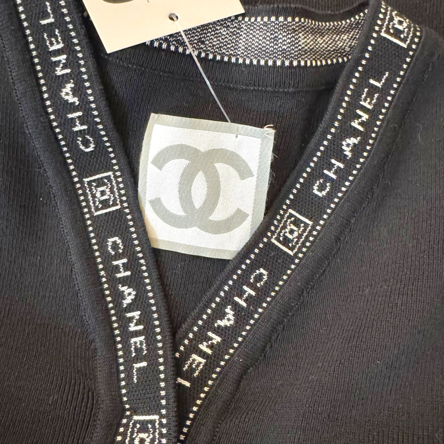 Chanel Sport Spring 2004 Black Logo Trim Knit T-Shirt - Outfit Repeater