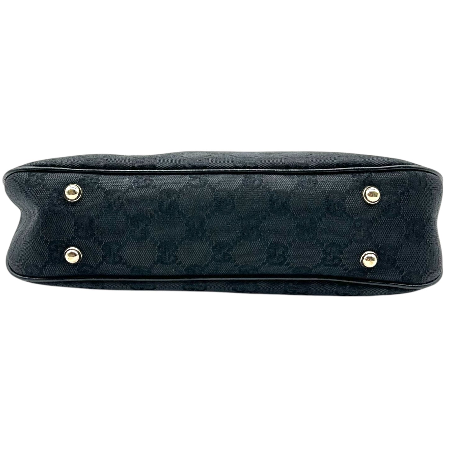 Gucci Black Monogram Canvas Bamboo Handle Shoulder Bag