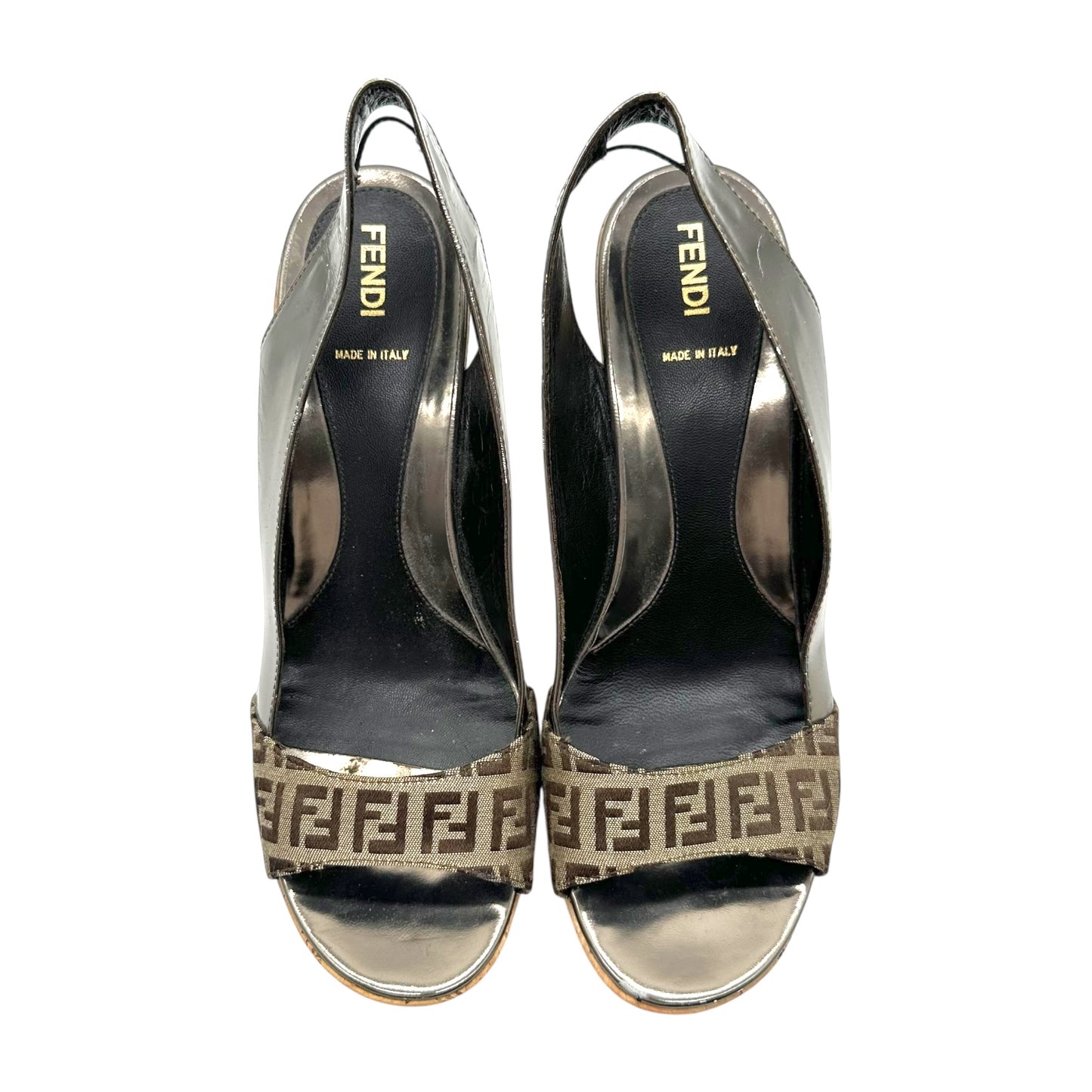 Fendi Zucchino Monogram Wedge Sandals