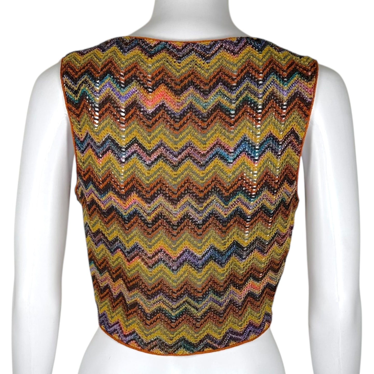 Missoni Burnt Orange Multicolor Knit Cropped Vest Top