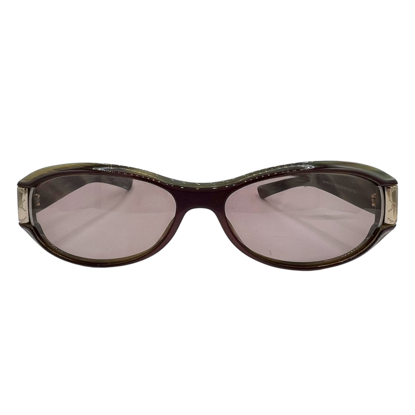 Gucci Burgundy & Gray Monogram Side Oval Sunglasses 2549/S