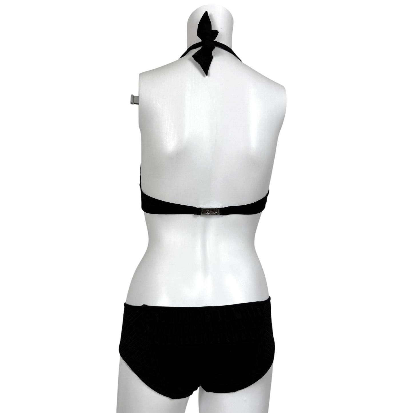 John Galliano Black Lace Up Halter Bikini Set