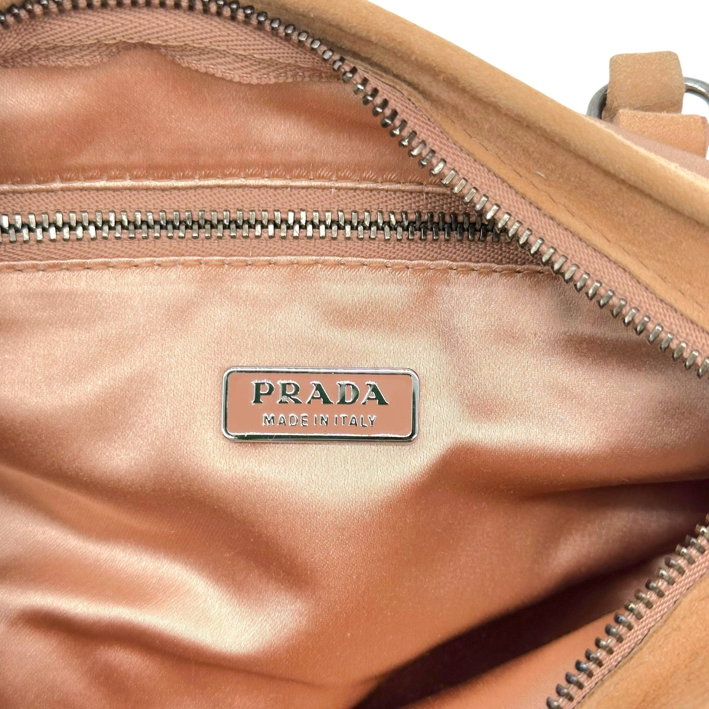 Prada Light Pink Silk & Suede Mini Bowler Handbag