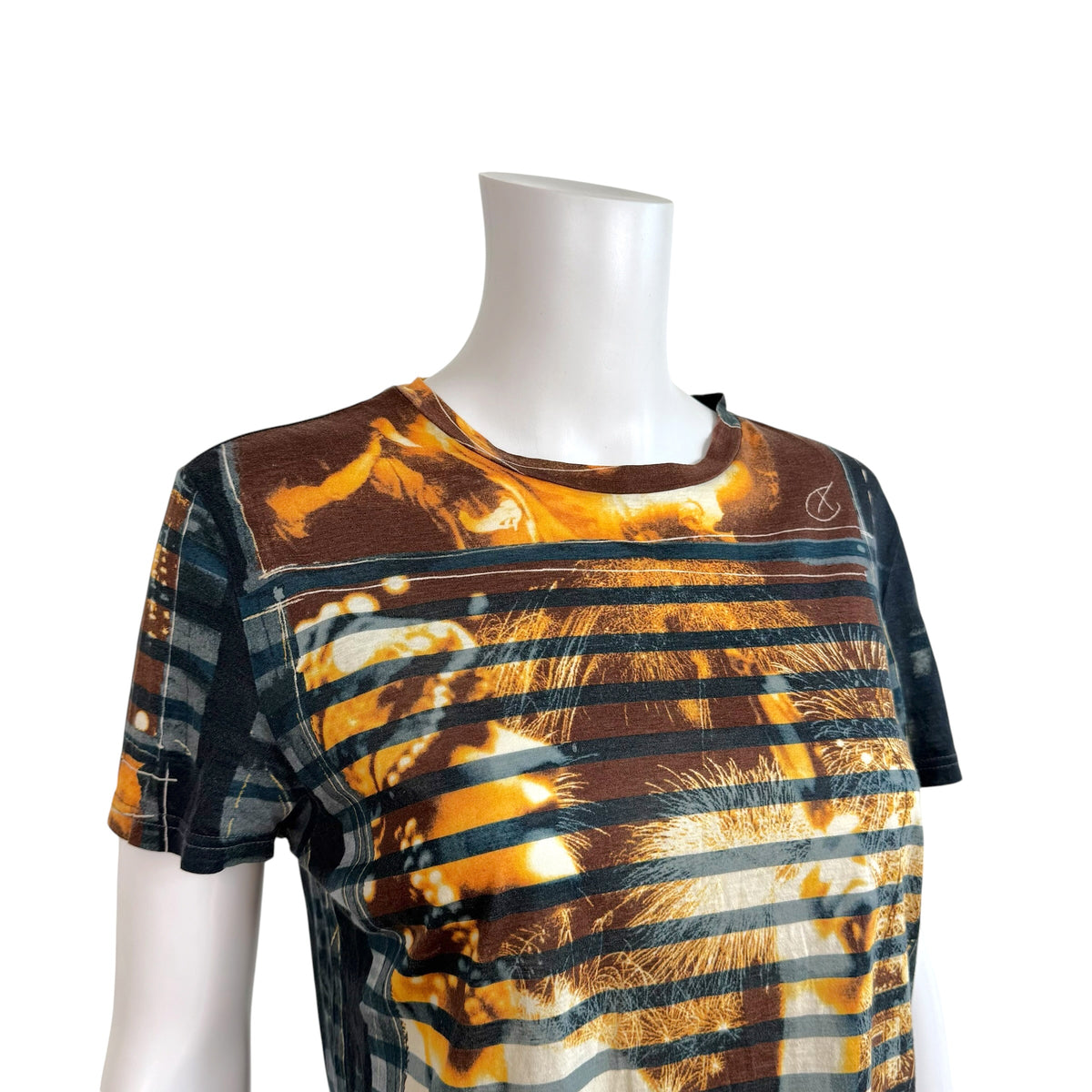Jean Paul Gaultier Statue Printed Striped T-Shirt