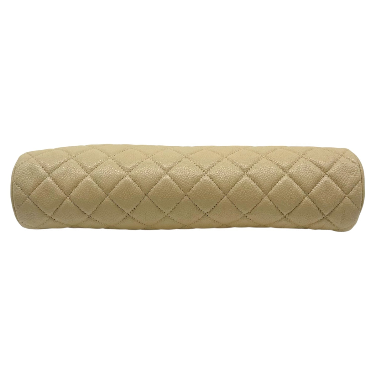 Chanel Light Beige Caviar Leather Crescent Clutch Bag