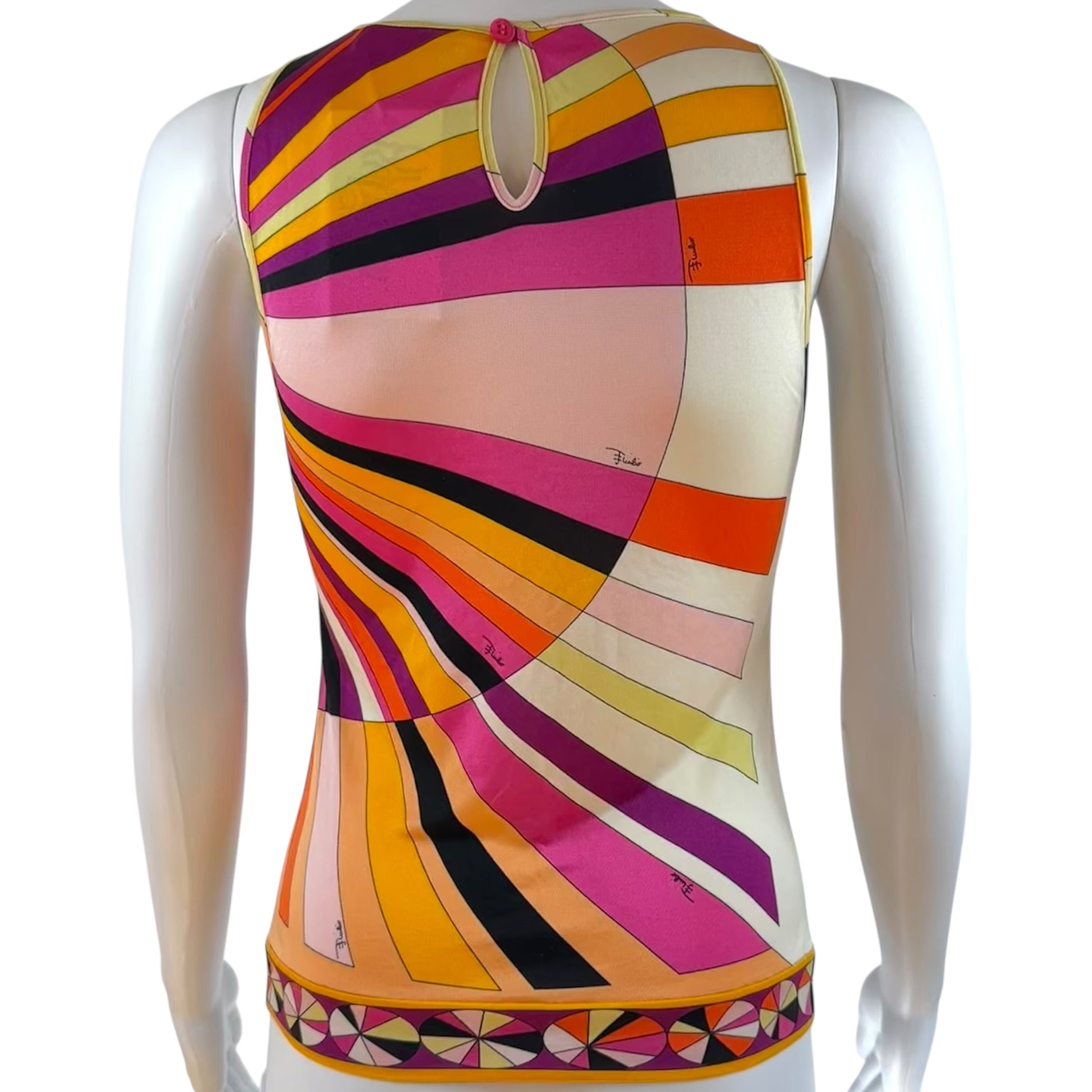 Emilio Pucci Purple & Orange Printed Silk Tank Top - Outfit Repeater