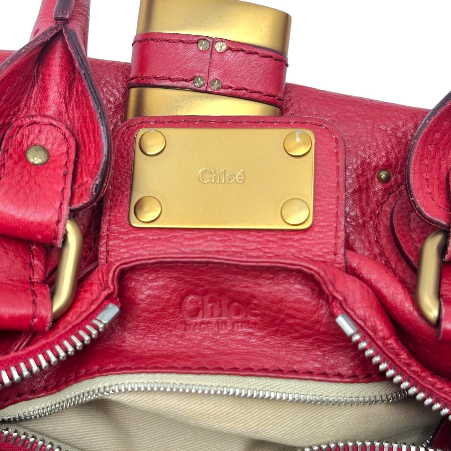 Chloé Red Leather Paddington Shoulder Bag
