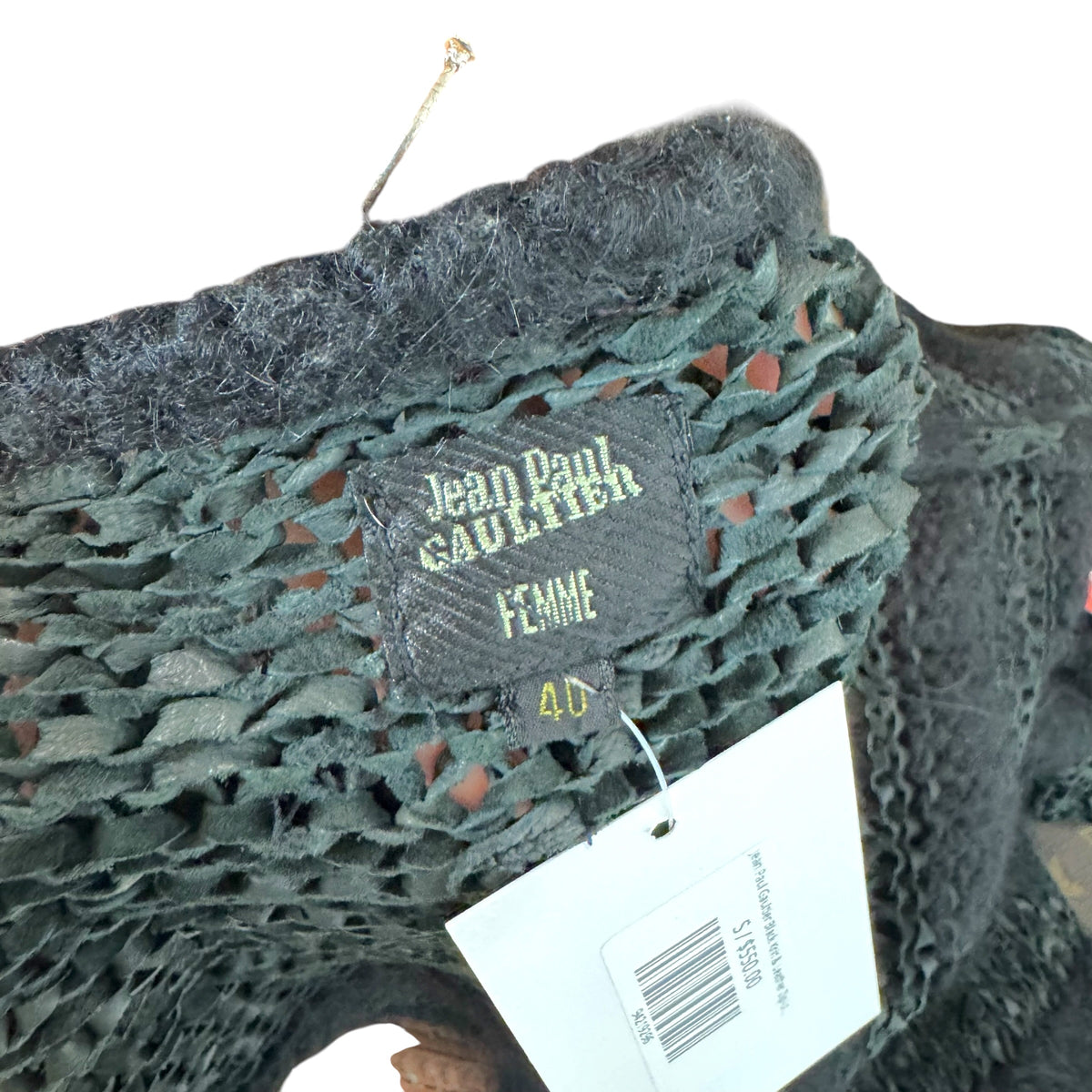 Jean Paul Gaultier Black Knit & Leather Zip-Up Cardigan